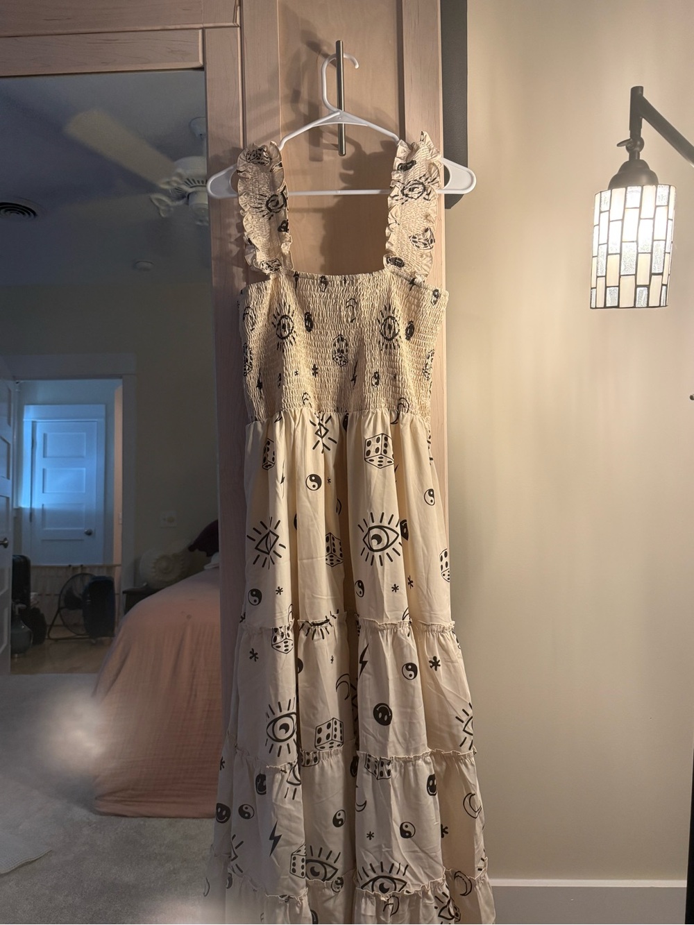 Dressed in LALA Cream Maxi Dress with Black Print